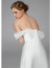 Off Shoulder Ivory Satin Tulle Chic Wedding Dress